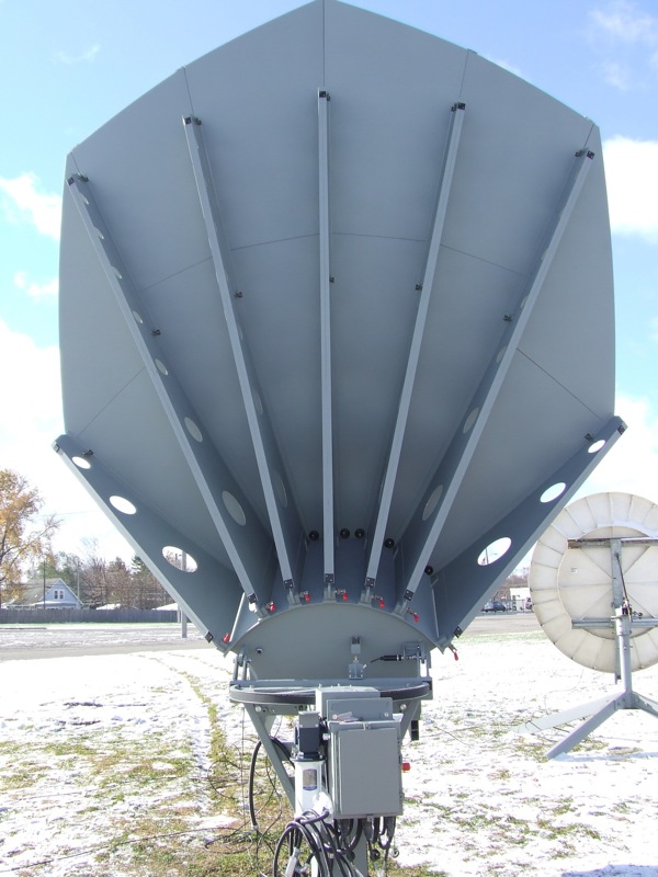 Challenger Communications 3.8 meter transmit receive trailer satellite antenna