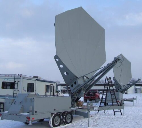 Satellite Antenna Testing at Challenger Communications 3.8 meter transmit satellite dish antenna